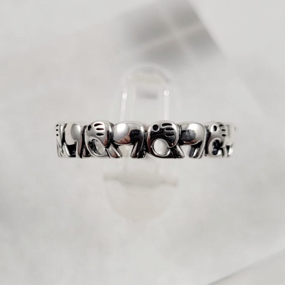 Sterling Silver Elephant Eternity Band - Picture 13 of 13